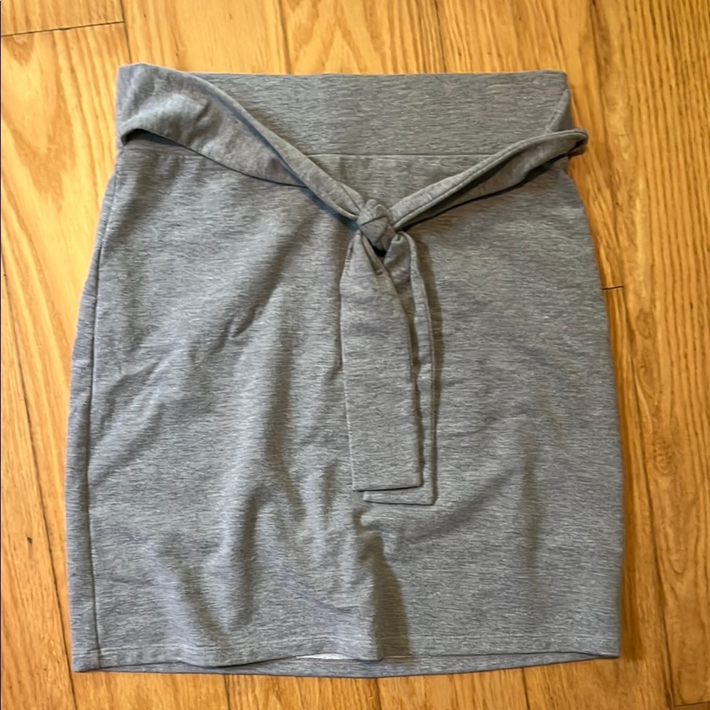 LOFT Gray Mini Pencil Skirt with Tie Front